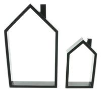 Frank FLECHTWAREN Maison Black, Lot de 2, Bois, Sculpture Décorative, Noir, Hauteur 18 cm et 29 cm