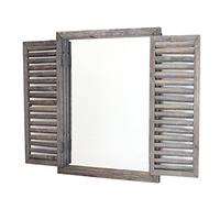 Frank Flechtwaren Miroir en Bois fenêtre, Ton Brun avec Volets à battant