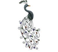 FRANK FLECHTWAREN , Pendentif mural paon au look antique romantique avec pierres de couleur originales métal laqué brillant, travaillé avec soin, suspendus