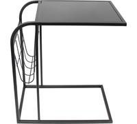 FRANK FLECHTWAREN Table d'appoint Industrial, métal, noir mat, verre Dimensions : 45 x 30 x 50 cm