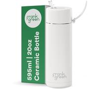 frank green Bouteille d'eau en métal avec couvercle à paille - 595 ml - Isolation en céramique - Acier inoxydable - Triple paroi sous vide - Blanc nuage frank green