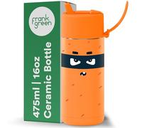 frank green Gobelet réutilisable avec couvercle à paille, bouteille Frankster pour enfants, résistante aux déversements et aux fuites, doublure en céramique - Robin, orange fluo, 473,2 ml