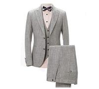 Frank Hommes Costume en Lin Décontracté Mariage Slim Fit 3 Pièces Veste Blazer Groom Tuxedo