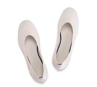 Frank Mully Ballerines Plates à Enfiler en Tricot pour Femme - Escarpins à Bout Rond, Beige, 38 EU