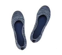 Frank Mully Ballerines Plates à Enfiler en Tricot pour Femme - Escarpins à Bout Rond, Bleu, 38.5 EU