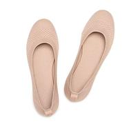Frank Mully Ballerines Plates à Enfiler en Tricot pour Femme - Escarpins à Bout Rond, Écru, 38.5 EU