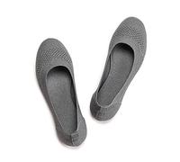 Frank Mully Ballerines Plates à Enfiler en Tricot pour Femme - Escarpins à Bout Rond, Gris, 38.5 EU