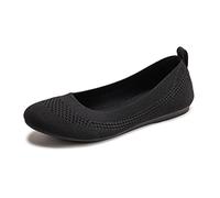 Frank Mully Ballerines Plates à Enfiler en Tricot pour Femme - Escarpins à Bout Rond, Noir, 38.5 EU