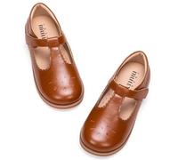 Frank Mully Ballerines plates pour enfants pour filles, chaussures plates confortables pour filles, chaussures cadeau pour les vacances et l'anniversaire, marron, 12 US Little Kid