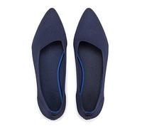 Frank Mully Chaussures Plates à Bout Pointu en Tricot pour Femme - Chaussures Plates Confortables à Enfiler - Chaussures Souples Classiques, Bleu, 36.5 EU