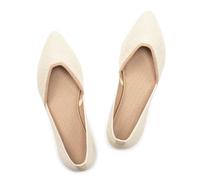 Frank Mully Chaussures plates pour femme - Chaussures plates classiques à bout pointu - Chaussures de soirée tricotées - Chaussures plates douces pour femme - Confortables et élégantes, Blanc., 37 EU