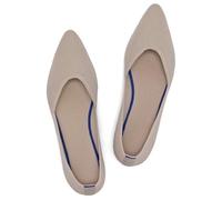 Frank Mully Chaussures plates pour femme - Chaussures plates classiques à bout pointu - Chaussures de soirée tricotées - Chaussures plates douces pour femme - Confortables et élégantes, beige, 41 EU