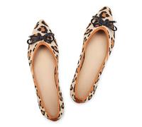 Frank Mully Chaussures plates pour femme - Chaussures plates classiques à bout pointu - Chaussures de soirée tricotées - Chaussures plates douces pour femme - Confortables et élégantes, Motif léopard