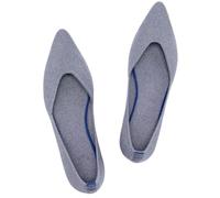 Frank Mully Chaussures plates pour femme - Chaussures plates classiques à bout pointu - Chaussures de soirée tricotées - Chaussures plates douces pour femme - Confortables et élégantes, gris, 37 EU