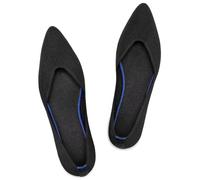 Frank Mully Chaussures plates pour femme - Chaussures plates classiques à bout pointu - Chaussures de soirée tricotées - Chaussures plates douces pour femme - Confortables et élégantes, Noir , 37 EU