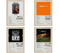 Frank Ocean Lot de 4 affiches de couverture d'album dédicacées limitées - Impressions sur toile HD pour décoration de dortoir d'adolescentes et de filles - 20,3 x 30,5 cm sans cadre