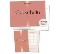 Frank Paperman® | 120 + 120 bons d'achat + cartes bonus pour clients | Salon et studio | bons à remplir soi-même comme bon de beauté + carte bonus | Bon pré-imprimé