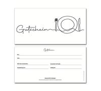Frank Paperman Lot de 120 bons d'achat pré-imprimés gastronomie (DIN long) - Coupons pour restaurant et bistro, professionnels et neutres, idéaux pour fidélisation des clients et promotions