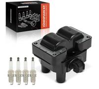 Frankberg 1 bobine d'allumage + 4 bougies d'allumage à essence compatibles avec Frontera A 5 MWL4 U92 2.0L 2.2L 1993-1998 Omega B Caravan 21 22 23 2.0L 1994-1998 Replace# 6341