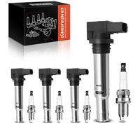 Frankberg 4x Bobine d'Allumage+4x Bougie d'allumage Compatible avec Polo 6C1 6R1 P.a.s.s.a.t 362 3C2 T.i.g.u.a.n 5N A3 8P1 T.o.u.r.a.n 1T1 1T2 1T3 Leon 1P1 Golf Plus 521 5M1 Remplacer# 036905715