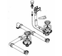 FRANKE 112.0689.188 Kit de vanne à poussoir pour 2 bacs / pièce de rechange pour évier / bonde