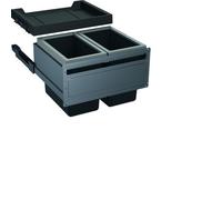 Franke FX60 Poubelle encastrable à 2 compartiments pour la cuisine avec couvercle 2 x 26 l, Gris