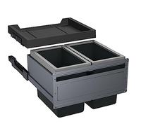 Franke FX60 Poubelle encastrable à 2 compartiments pour la cuisine avec couvercle 2 x 26 l, Gris