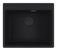 maris mrg 610-54 evier à encastrer 59x50cm, avec bonde et siphon gain de place, en fragranit+, noir mat + cache bonde