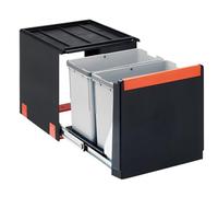 FRANKE | Poubelle de tri des déchets Cube 40 (134.0039.332) | Containers : 2 x 14L | Couleur : Noir