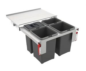 FRANKE | Poubelle de tri des déchets Garbo 60-4 (121.0200.676) | Containers : 2 x 12L + 2 x 8L | Couleur : Noir