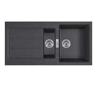 Franke Sirius 2 S2D 651 plastique noir 1,5 évier un bac et demi avec égouttoir montage en surface 100x50 143.0634.554