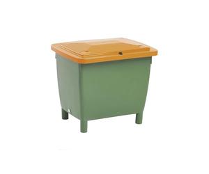 FRANKEL kaiserkraft | Cuve rectangulaire | Avec couvercle sur charnières, capacité 210 l, bac vert, couvercle orange