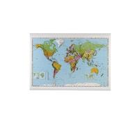 Franken carte du monde, lamin, (l)1.370 x (h)970 mm carte avec forme mtallique des 2 cts, inscriptible et nettoyable ... sec