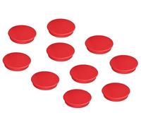 FRANKEN HM30 01 Lot de 10 aimants ronds de qualité supérieure pour bureau, maison, atelier, idéal pour tableaux blancs, réfrigérateur, tableaux de plantation ou vitrines, 32 mm, rouge