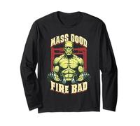 Frankenstein Gym Mass Good Fire Bad Funny Halloween Muscle Manche Longue