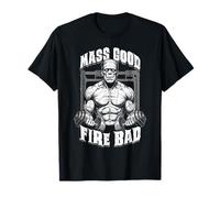 Frankenstein Gym Mass Good Fire Bad Funny Halloween Muscle T-Shirt