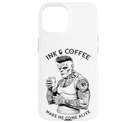 Frankenstein Tatouage Encre Et Café Drôle Monstre Tatoué Coque pour iPhone 15