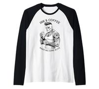 Frankenstein Tatouage Encre Et Café Drôle Monstre Tatoué Manche Raglan