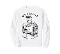 Frankenstein Tatouage Encre Et Café Drôle Monstre Tatoué Sweatshirt