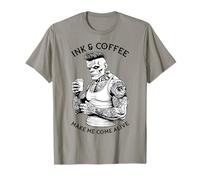 Frankenstein Tatouage Encre Et Café Drôle Monstre Tatoué T-Shirt