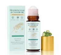 Frankincense and Castor Oil Rose Quartz Roller | Organic Cold-Pressed Castor Oil Roll-On with Rose Quartz | Firms Skin,Reduces Fine Lines & Deeply Hydrates, Suitable for Face, Neck, Abdomen