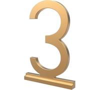 Franklin Brass Derby Numéros de maison modernes en métal « 3 » pour système personnalisé en or satiné | Plaque numéro extérieure | Panneau d'adresse personnalisé résistant à la rouille
