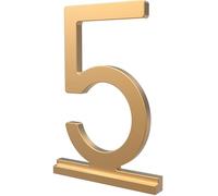 Franklin Brass Derby Numéros de maison modernes en métal « 5 » pour système personnalisé en or satiné | Plaque numéro extérieure | Panneau d'adresse personnalisé résistant à la rouille