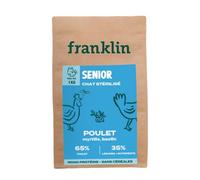 FRANKLIN - Croquettes Chat Senior - Gamme Carnivore - 65% de Poulet - Croquettes sans Céréales - Riches en Protéine - Fermeture Intégrée - Taille 9mm - 1kg