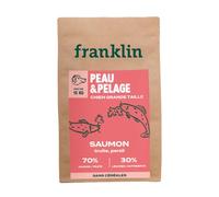 Franklin - Croquettes pour Chien - Gamme Proteinée - avec 70% de Saumon - Mono-protéine - sans Céréales - Peau et Pelage - Forme Triangle 18mm - 15 kg