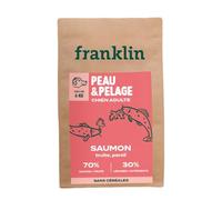 Franklin - Croquettes pour Chien - Gamme Protéinée - avec 70% de Saumon - Mono-protéine - sans Céréales - Peau et Pelage - Forme Triangle 11mm - 6 kg