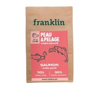 Franklin - Croquettes pour Chien - Gamme Protéinée - avec 70% de Saumon - Mono-protéine - sans Céréales - Peau et Pelage - Forme Triangle 11mm - 2,5 kg