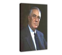 Franklin D Roosevelt - Impression sur toile - Décoration murale décorative pour chambre à coucher, bureau - 50 x 75 cm