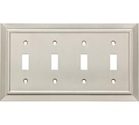 Franklin Laiton classique Architecture Quad Interrupteur à bascule plaque de plaque murale/Switch/Coque Tête quattro nickel satiné