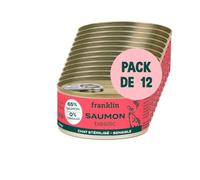 Franklin - Pâtées Chat - 12x100g - Brillance du Poil - 66% de Poisson - Saumon, Basilic